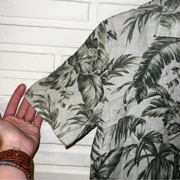 Jessica Holbrook Green Tropical Linen Vacation Top, Women’s Size Small - Picture 5 of 8